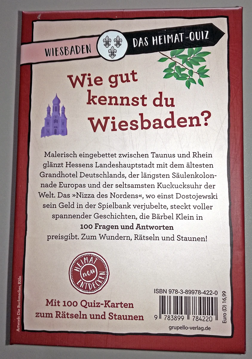 Wiesbaden. Das Heimat-Quiz Rückseite Wiesbaden. Das Heimat-Quiz Rückseite