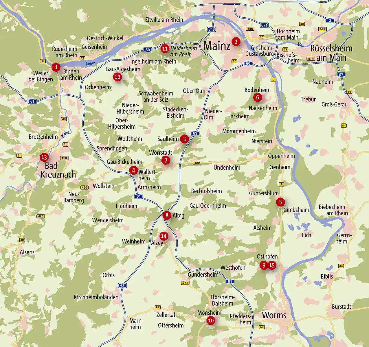 Tourenkarte »Rheinhessen. Radeln für die Seele«